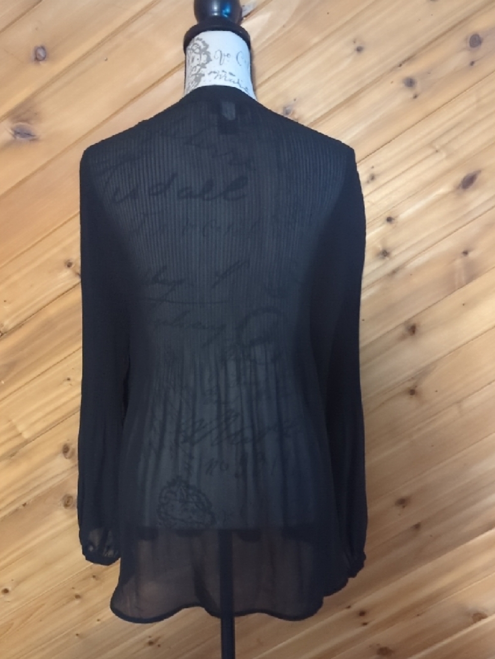 Lane Bryant Black Sheer Button-Down Long Sleeve Blouse - Picture 2 of 3